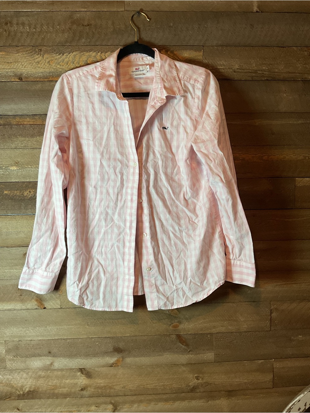 Vineyard Vines Pink & White Checkered Long Sleeve Button Down Women’s Size 6